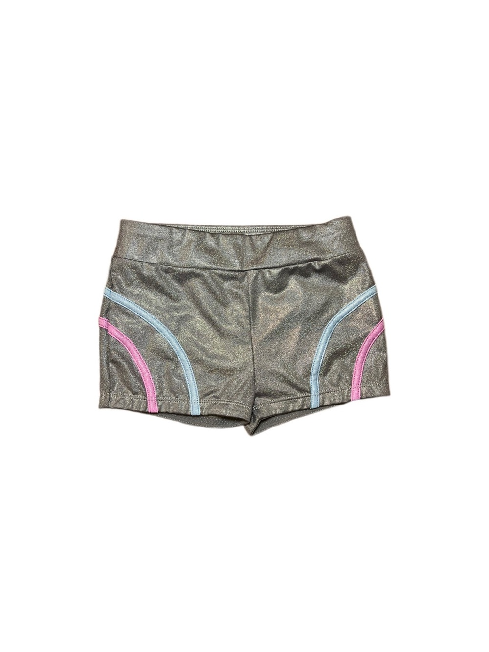 Freestyle by Danskin 6 / 6X Metallic Gray Workout Gymnastics Dance Shorts